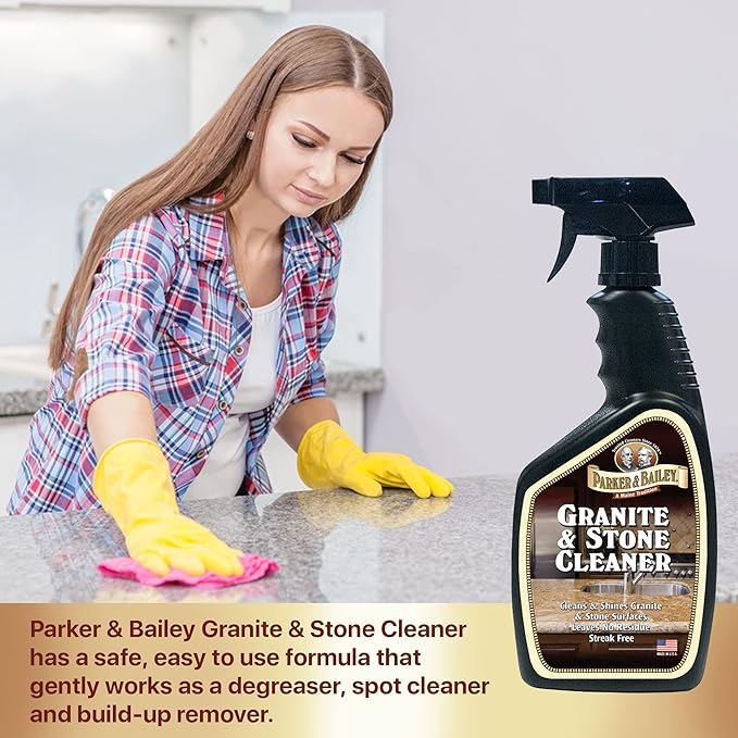 Parker & Bailey Kitchen Cleaning Kit – Granite & Stone Cleaner Spray, Cabinet Cream Wood Restorer, Cooktop Cleaner for Glass & Ceramic – Multi Surface Kitchen Care Bundle