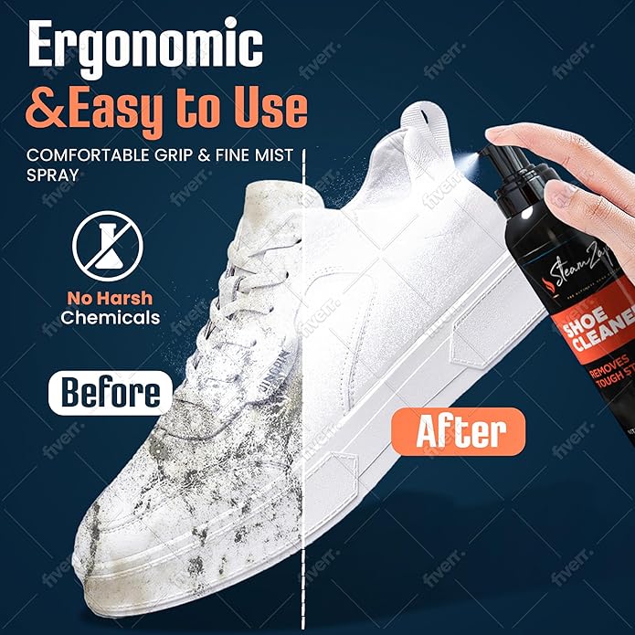 Shoe Cleaner Kit with Foam & All Fabric Cleaner, Shoe Shield Liquid, Deodoriser, Brush & Towel. Suitable for all types Suede, Sneakers, Canvas, Leather, Mesh, Woven, Knitted Shield,