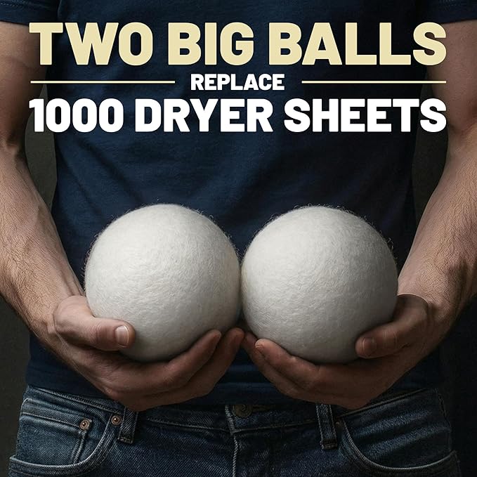 XXL 4in Wool Dryer Balls – Twice The Size of XL | 100% Organic New Zealand Wool | Shorten Drying Time | Reduce Static & Wrinkles Fast (by BigWoolBalls)
