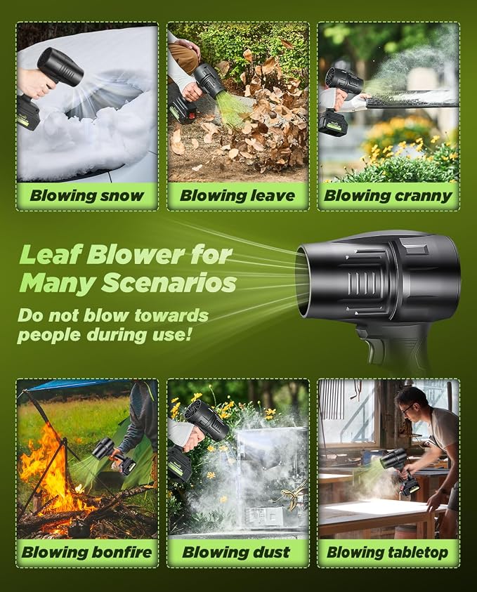 Sakertool Cordless Leaf Blower Portable Dust Cleanner,Handheld Blower with 2 21 V 3000 mAh Batteries - 180000 RPM with Adjustable Speed - for Lawn Care Patio Cleaning,Drying