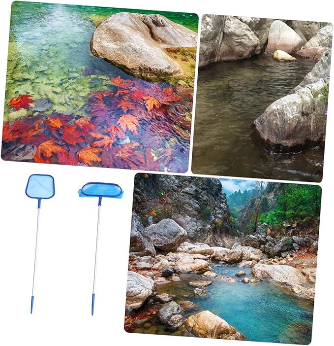 LIOOBO 1set Pool Cleaning Net Telescopic Aluminum Rod Fine Mesh for Leaf and Debris Removal for Swimming Pools and Spas Easy to Use
