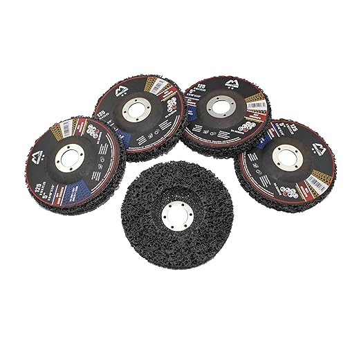 Merryland Strip Disc 5 inch Paint Rust Remover Disc for Angle Grinder, 5inch Black Strip Wheel 5 Pack, Stripping Wheel Stripper Wheel INOX Stainless Steel Iron Universal, Craft-Line SC108114-05