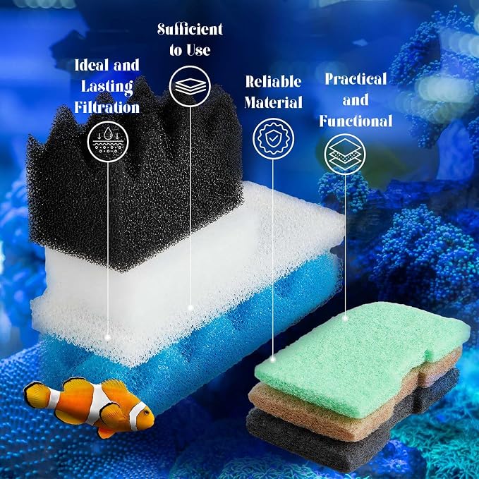 Threlaco 74 Pcs Filter Media Compatible with Fluval 306/307, Aquarium Replacement Media Kit, Foam, Activated Carbon, Nitrite/Phosphate/Ammonia Remover, Towel, Grease, Mesh Bags