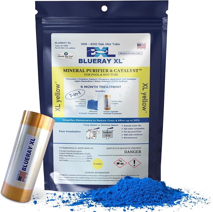 XL Yellow Mineral Purifier & Catalyst™ - Water Clarifier for Hot Tub & Spa with Mineral Pack & Copper Ionizer - Unit for 100-400 GAL.