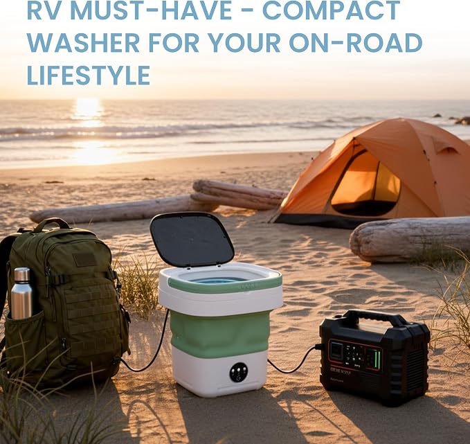Portable Washing Machine 20L Mini Foldable Washer with Spin Basket, 3 Modes for Travel & Small Spaces,Green