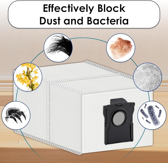 (18 Pack) D20 Pro Plus Replacement Parts Compatible with Dreame D20 Pro Plus Robot Vacuum Cleaner, 2 Roller Brushes, 5 Mop Pads, 3 HEPA Filters, 4 Dust Bags, 4 Side Brushes, Accessories Kit