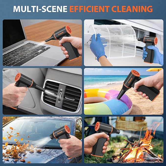 Electric Air Duster, 160000RPM Ultra Powerful Compressed Air Duster, 3-Gear Adjustable Air Blower, Rechargeable Cordless Mini Blower for Keyboard, Computer, Electronics, Car, Home & Outdoor Cleaning