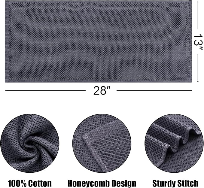 Kitinjoy 100% Cotton Waffle Weave Kitchen Hand Towels (13 X 28 Inches, Mixed Color), 12-Pack Super Soft and Absorbent Dish Towel for Drying Dishes