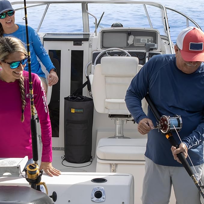 Mangrove Products: Portable Boat Trash Can, Reusable Trash Bag, Boating Equipment, Boat Storage, Boat Accessories Marine, Pontoon Boat Accessories, Fishing, Sandbar, RV, or Camping