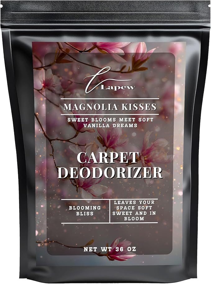 Lapew Magnolia Kisses Carpet Deodorizer Powder - Pet Safe Freshener for Vacuuming | Scented Odor Eliminator for Home | 36 oz