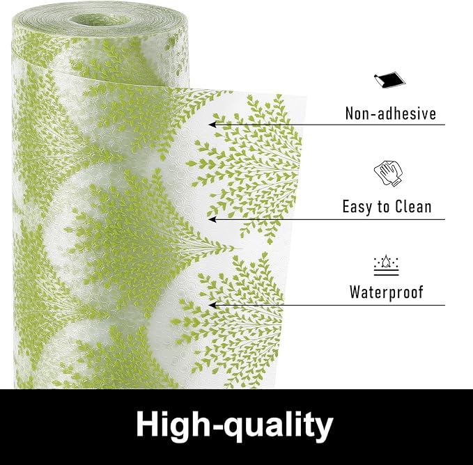 Cooyes Shelf Liners for Kitchen Cabinets, Refrigerator Liners Waterproof & Oil-Proof Kitchen Cupboard Liner Drawer Mats EVA Material Non Adhesive Fridge Liner for Shelves（11.8" W x 118" L）