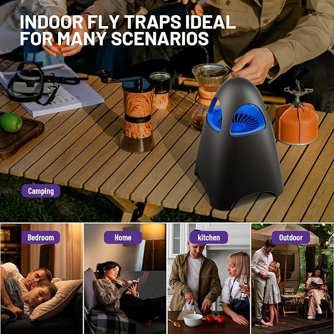 Fruit Fly Traps for Indoors, Bug Zapper Indoor, Home Gnat Traps House, 5 Sticky Glue Boards, Effective gnat Traps for House Indoor (Black)