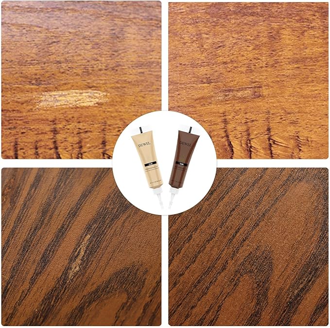 DEWEL Furniture Repair kit, 12 Colors Wood Filler for Scratch Cover, Floor Scratch Remover Stain Marker Set, Touch Up Paint for Wooden Floors Cabinet Tables, Fix Furniture Scratches Cracks Hole