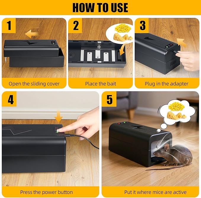 Electric Mouse Trap Indoor Rat Zapper Electronic Rat Trap Mouse Traps Indoor with Powerful Voltage Effectively Kills Mice and Rats in Home, Kitchen, Garage, Attic Humane & Safe