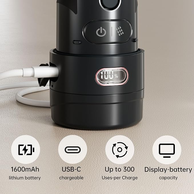 Portable Bidet for Travel, Personal Hygiene Sprayer Bottle for Women Men, Mobile Bidet Portable for Toilet,Electric Handheld High-Pressure Foldable USB-C Battery-Powered (Black)