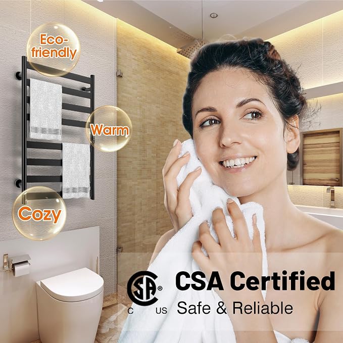 Poloma Paraheeter Towel Warmer, Heated Towel Rack, Towel Warmer Racks for Bathroom, Towel Dryer, Towel Heater, Wall Mounted, Matt Black, CSA Certified.