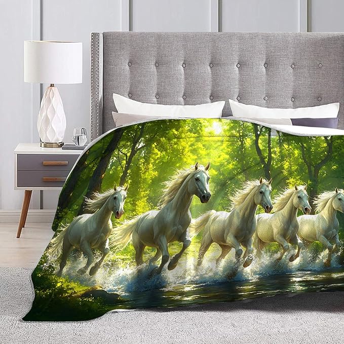 Tijuboni Horses Throw Blanket Horse Gifts for Girls Boys Women Men Kids Adults Soft Flannel Fleece Blanket for Couch Sofa Bed Home Decor 60"x80"