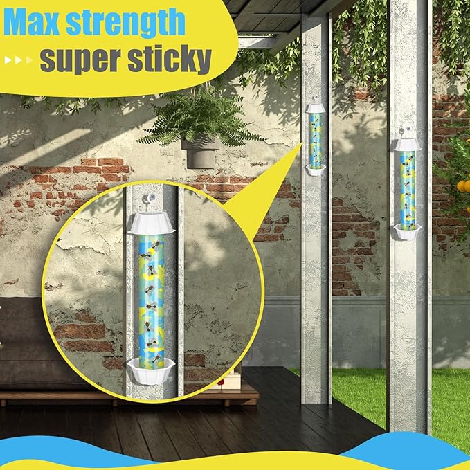 Qualirey 8 Pcs Sticky Fly Trap Fly Stick with Hanging Hook Adhesive Flying Catcher for Indoor Outdoor Trap Houseflies and Flying Insects Mosquito Bee Wasp Moth (Camouflage Style)
