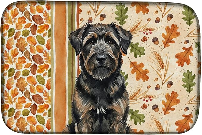 Caroline's Treasures Brindle Bouvier des Flandres Heirloom Fall Dish Drying Mat Absorbent Dish Drying Mat Pad for Kitchen Counter Dish Drainer Mat for Countertop, 14 x 21", Multicolor