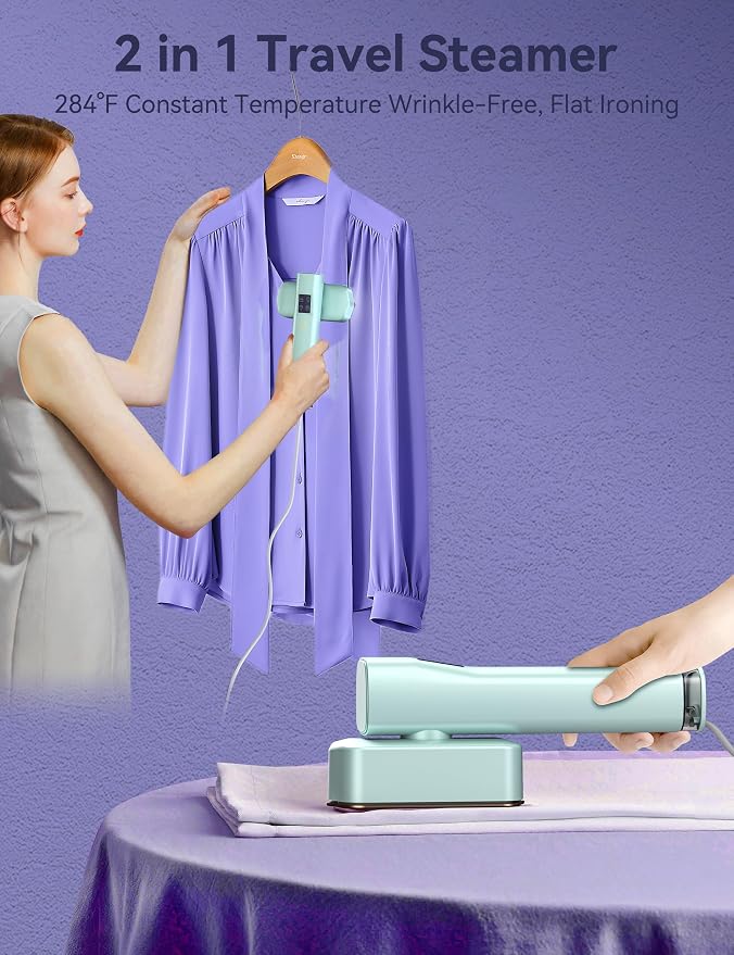 Steamer for Clothes,Sundu Portable 2-in-1 Travel Steamer&Iron,15s Fast Heat-up,100ml Water Tank,Ironing Gloves,25 Min Powerful Continuous Steam,1000W&4 Modes Light Steam Iron for Travel&Home(Mint)