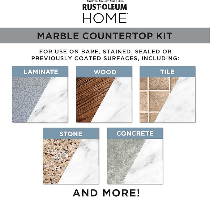 Rust-Oleum 384964 Home Marble Countertop Coating Kit, 72 fl oz, White