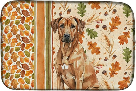 Caroline's Treasures Rhodesian Ridgeback Heirloom Fall Dish Drying Mat Absorbent Dish Drying Mat Pad for Kitchen Counter Dish Drainer Mat for Countertop, 14 x 21", Multicolor