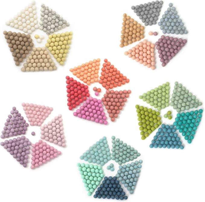 Glaciart One Felt Pom Poms, Wool Felt Balls (1000 Pieces) 1 cm – 0.4 Inch, Handmade Felted 30 Pastel Colors (Green, Pink, Blue, Yellow and More) Bulk Small Puff for Felting and Garland