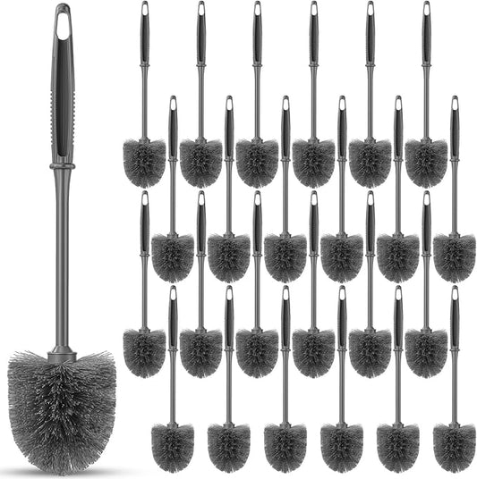 Reallnaive 24 Pack Toilet Brush Bulk, Commercial Heavy Duty Professional Toilet Bowl Cleaning Brush for Bathroom, Restroom Maintenance Cleaning Supplies (14 Inch,Grey)