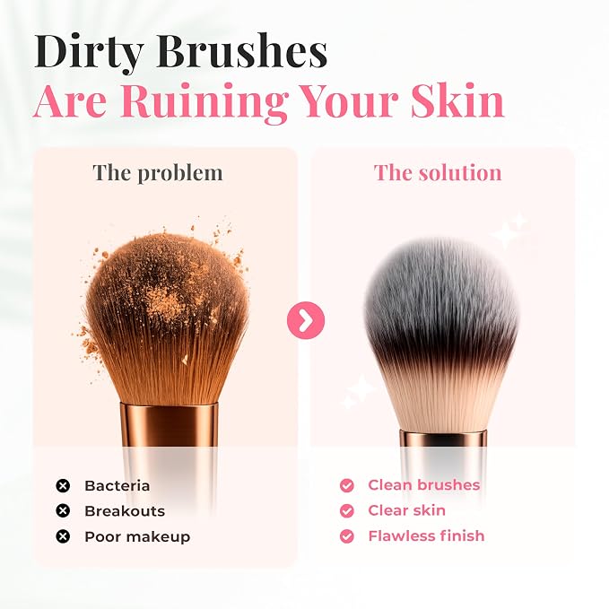 BRISEL 3-in-1 Makeup Brush Cleaner Machine & Dryer Electric Automatic Washer, Deep Clean & Dry in Minutes, USB Powered with LED, Fits All Brush Sizes, White & Rose Gold