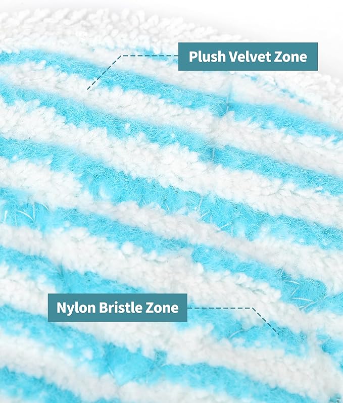 F Flammi Heavy Duty Replacement Steam Mop Pads for Pursteam ScrubMaster, 2 Pack Velvet-Bristle Hybrid Deep Scouring Steam and Scrub Mop Pads, Cleans Stubborn Grease and Grime