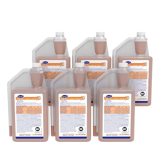 Diversey 101109755 Stride Citrus Neutral Cleaner, Commercial Liquid Floor Cleaner, Citrus Scent, AccuMix Concentrate, 32-Ounce (Pack of 6)