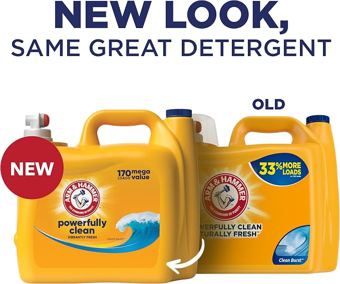 ARM & HAMMER Liquid Laundry Detergent, Clean Burst Fresh, 200 fl oz, 200 Loads, HE Laundry Detergent Liquid