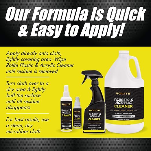 Rolite - RPAC8z2PK Plastic and Acrylic Cleaner Spray - High Shine Protectant and Polish For Nonporous Surfaces, Streak-Free Formula, For Windshields,Headlights, Retail Displays,8 fl. OZ. Bottle,2 Pack