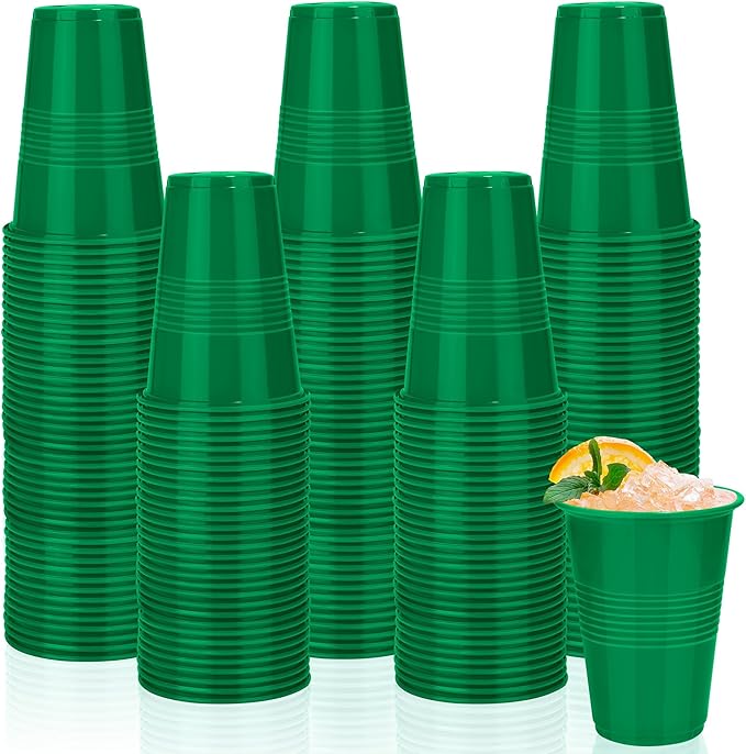 Kochorie 100 Pack Disposable Plastic Cups 16 Oz Solid Color Drinking Cups Party Supplies Strong and Sturdy Drinkware Cup For Birthday, Wedding, Christmas, Halloween & Daily Use, Green