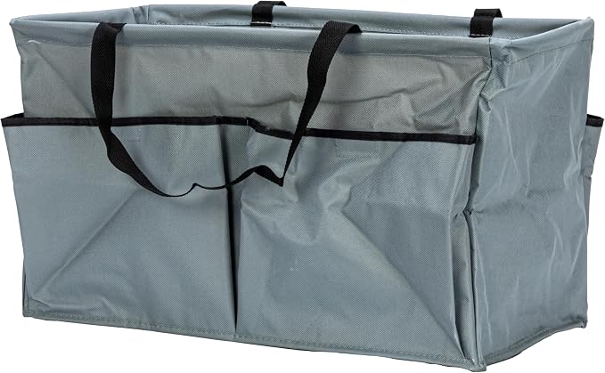 Household Essentials Krush Container All‑Purpose Utility Tote with Exterior Pockets, Gray