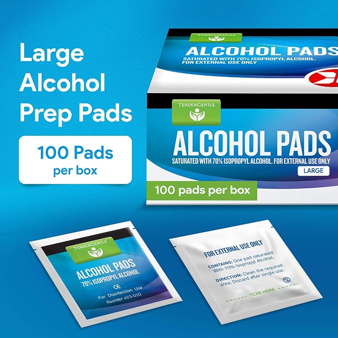 Large Alcohol Wipes Individually Wrapped - 200 Sterile Alcohol Prep Pads Saturated with 70% Isopropyl - For Home, First Aid Kits, and Medical Use