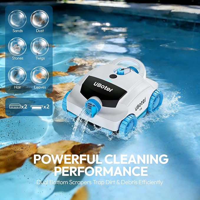 E10 Pool Vacuum,Cordless Robotic Pool Cleaner, Dual-Layer Filtration,Large Wheel for Flexible Movement, Enhanced Edge & Corner Cleaning,120-Min for Above-Ground & Flat-Bottom Pools to 860 Sq.Ft