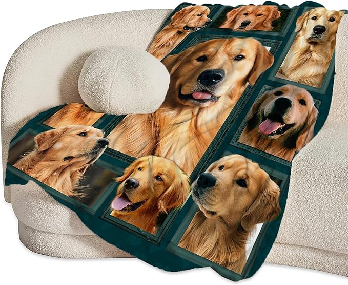 Golden Retriever Blanket - Cute Dog Gifts and Decor for Girls, Women, Kids, Adults - Soft Warm Cozy Fleece Throw for Couch, Sofa, Bed - 80"x60"