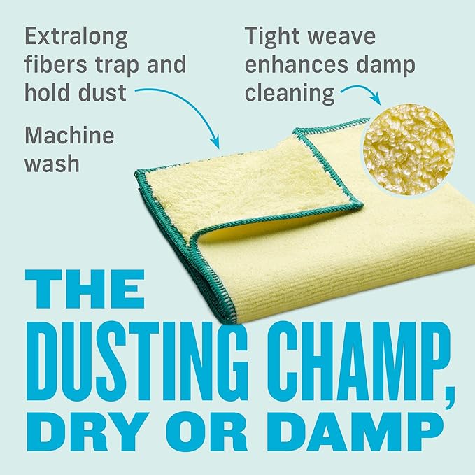 E-Cloth High Performance Dusting Cloth - Reusable Microfiber Cleaning Cloths, Dual-Sided, Washable, For Home, Kitchen, Glass, Wood & Granite, Streak Free Cleaning Supplies - 2 Pack
