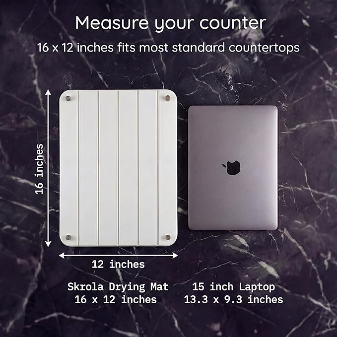 2 Piece Stone Drying Mat Set 16x12 Inch Diatomite Dish Drying Mat for Kitchen Counter Fast Drying Eco Friendly Includes 8 Non Slip Legs (Lumina, 16"x12")