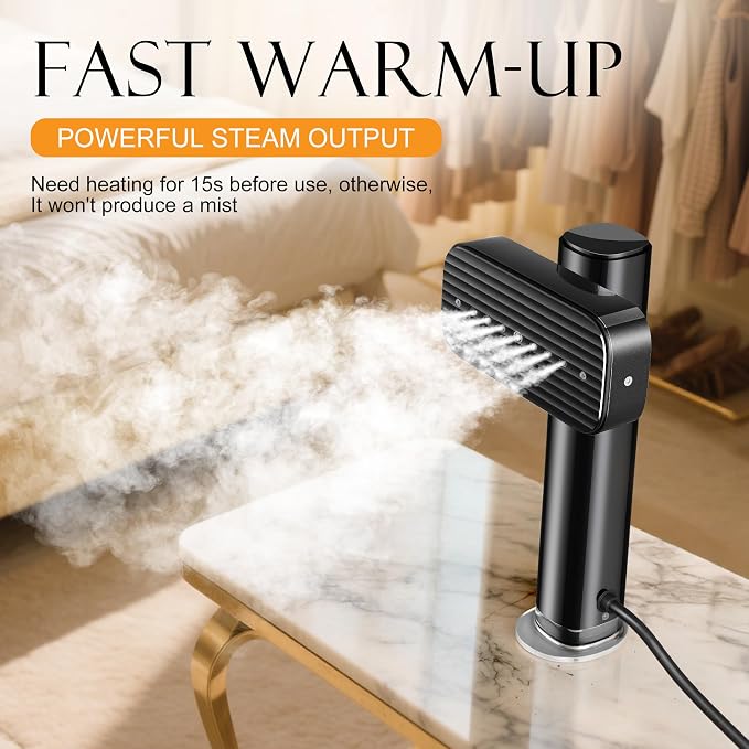 G5 Steam 2-in-1 Professional Handheld Steamer for Clothes,Iron for Clothes, Just 1lbs Lightly, 10 Minutes of Continuous Steam 1200W Light Steam Iron for Travel and Home (black)