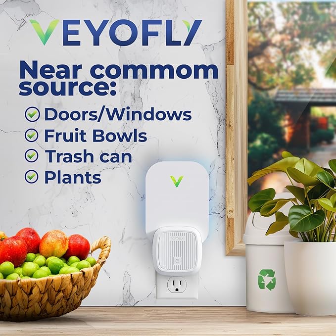 VEYOFLY Fly Trap Indoor, Fruit Fly Traps for Indoors, (4 Device + 8 Refills) Gnat Traps for House Indoor, Fly Catcher Indoor, Plug in Light Flying Insect Trap, Bug Light Killer, Fly Trap
