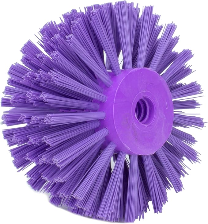 SPARTA Industrial Tank Brush Head Pipe Brush Head, Drain Brush with 3/4" Thread Hole (Handle Not Included) for Commercial Use, Plastic, 6 x 4.3 Inches, Purple, (Pack of 2)