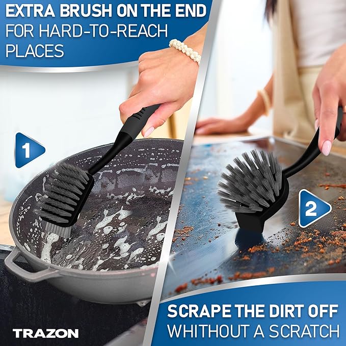 Dish Brush Set of 5 with Convenient Holder, Bottle Water Brush, Dish Scrub Brush, Scrubber Brush and Straw Brush+ Scrub Brush Set of 3pcs- Cleaning Shower Scrubber, Grout Cleaner Brush, Scrub Brushes