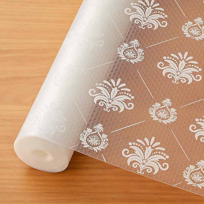 Cooyes Shelf and Drawer Liners for Kitchen Cabinets, Non-Adhesive Cabinet Liners, EVA Waterproof Durable Shelf Paper for Refrigerator, Shelves, Cupboard with Modern Pattern, Easy to Cut