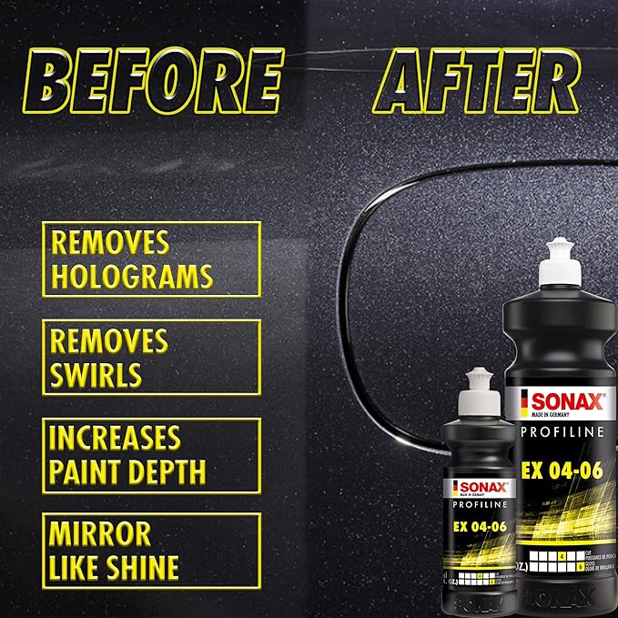 SONAX EX 04-06 Dual Action Polishing Compound | One-Step Medium Cut & High Gloss Finish | Removes Swirls, Water Spots & Oxidation | DA Polisher Safe | Silicone-Free & VOC Compliant | 242141 | 250 ml.