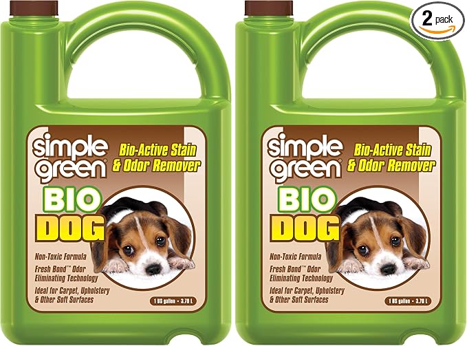 Simple Green Bio Active Stain & Odor Remover for Pet & Carpet- Pet & People Safe (1 Gal), Milky White, 128 Fl Oz (Pack of 2)