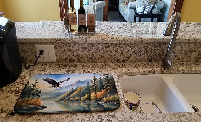 Caroline's Treasures Eagle in Flight Dish Drying Mat Absorbent Dish Drying Mat Pad for Kitchen Counter Dish Drainer Mat for Countertop, 14 x 21", Multicolor