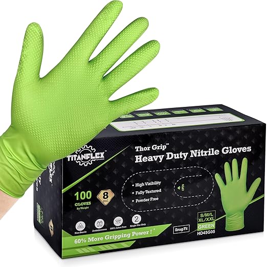 TitanFlex Disposable Nitrile Gloves, Medium, Box of 100, Heavy Duty Nitrile Gloves Disposable Latex Free, Powder Free, Medical Gloves, Cooking Gloves, Mechanic Gloves, Cleaning Gloves