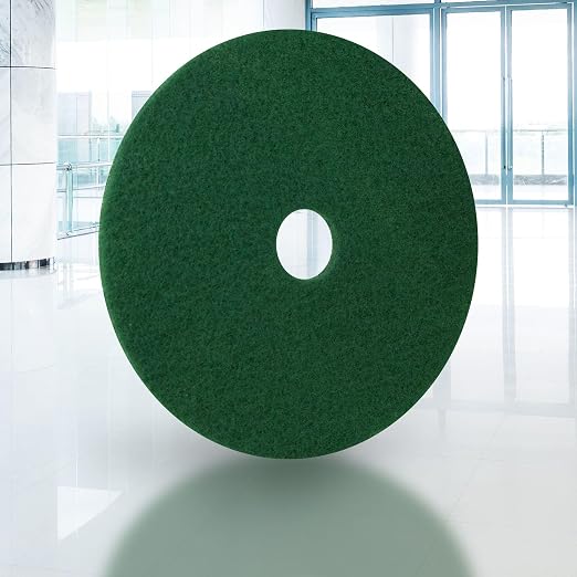 Americo Green Scrub Floor Pad, 19" Diameter, 3.25" Center Hole, 5 Pads/Case, Cleaning Pad for Hard Surfaces, Made of 100% Recycled Content, USA Made